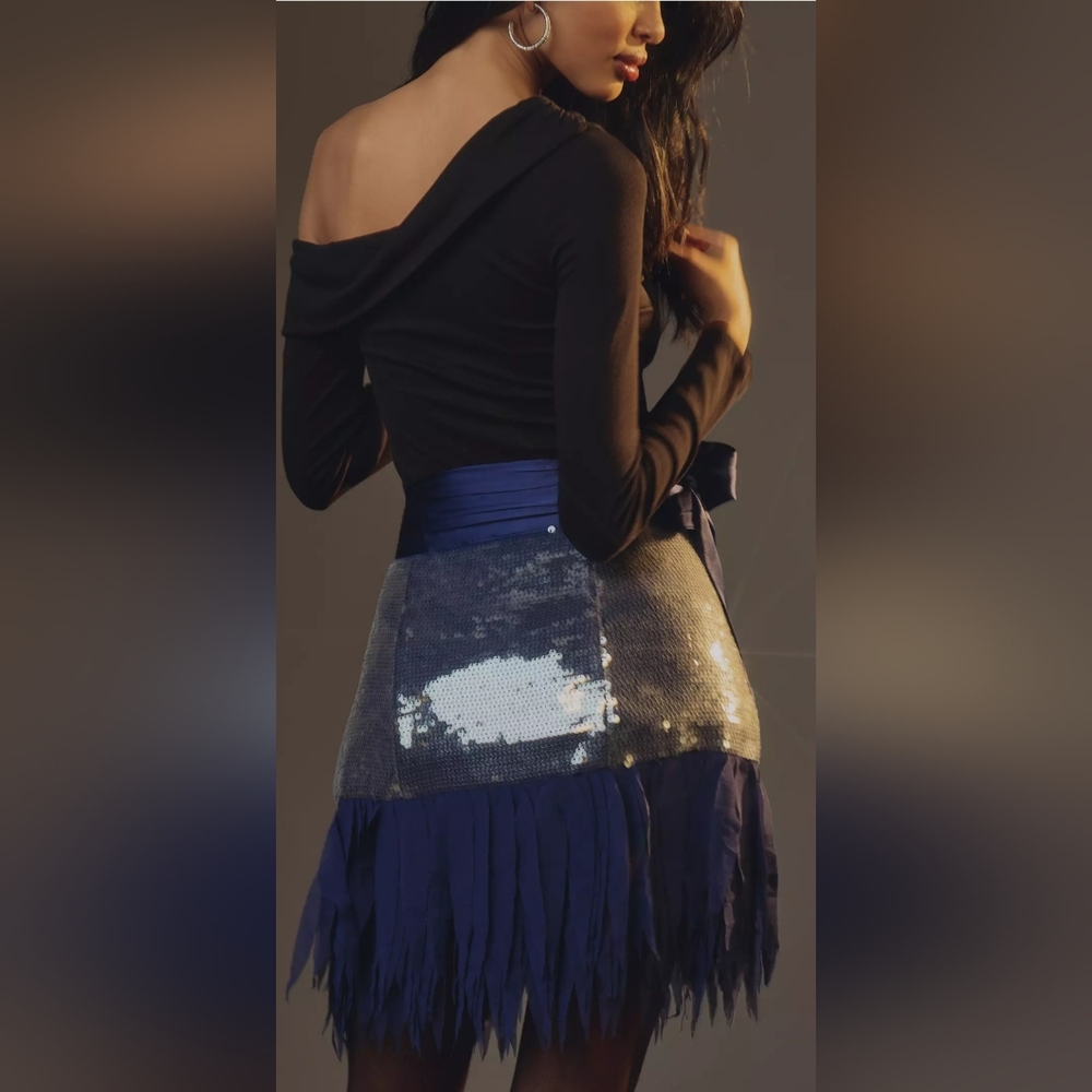 Anthropologie Sequin Fringe Festival Mini Skirt - Picture 3 of 13